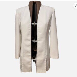 PEERESS. Size 12. White Open Front Satin Edged Lined Dressy Jacket. DB2